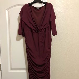 Ruched midi cocktail dress